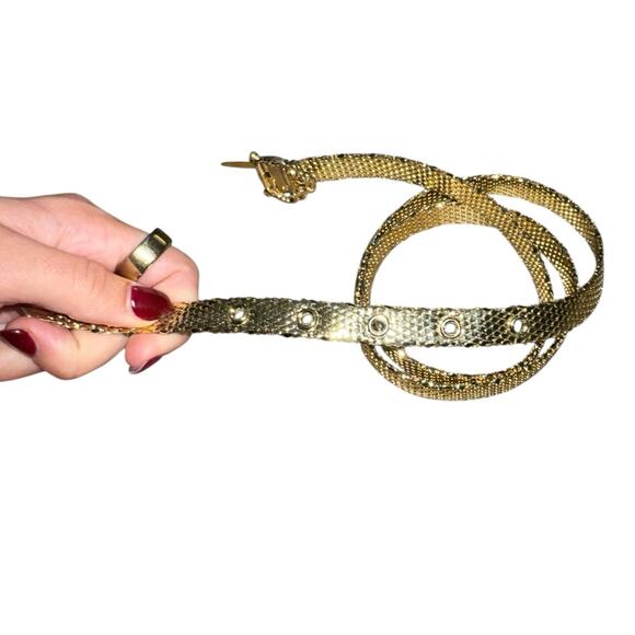 Vintage Gold Mesh Belt Ornate Buckle 38–39.5” Adjustable Glam Statement main image 4